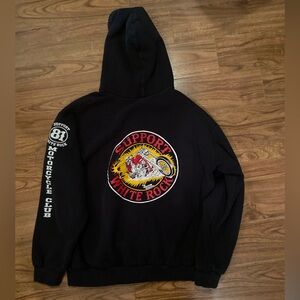 motorcycle club zip up sweater